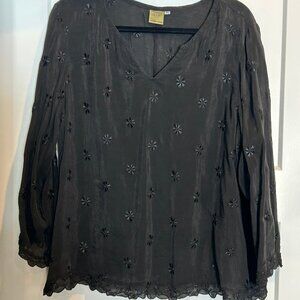 JOHNNIE WAS BLACK BLOUSE VISCOSE FAB